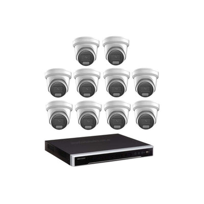 Hikvision 8MP Hikvision Colorvu Hybrid CCTV Kit: 10 X Liveguard Cameras + 16ch 4K (4tb Hdd) M Series NVR – Strobe Light, Two-way Audio, Alarm Cameras & 16 Channel NVR CCTV Kit