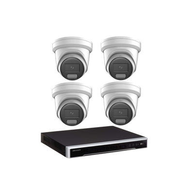 Hikvision 8MP Colorvu 3.0 Hybrid CCTV Kit: 4 X Liveguard Gen3 Cameras + 4ch M Series NVR
