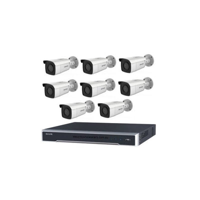 Hikvision 8MP 8ch Hikvision CCTV Kit: 8 X Outdoor Bullet Cameras Powered By Darkfighter & Acusense + 8ch NVR With No HDD