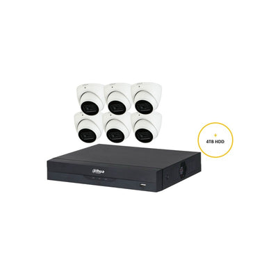 Dahua Wizsense CCTV Kit Includes 6 X 6 Mp White Wizsense Turret Camera 2.8mm (dhu7597) Wizsense 8 Channel Black NVR (dhu7278) Non-expandable HDD With 4tb HDD Not Loaded