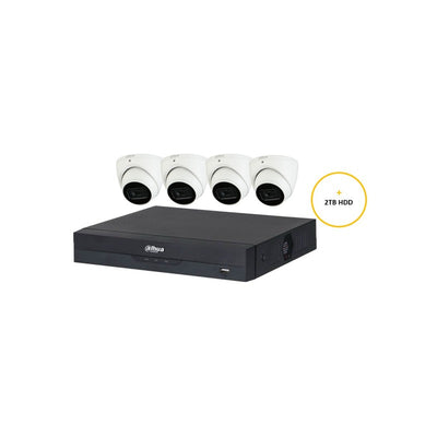 Dahua Wizsense CCTV Kit Includes 4x 6MP White Wizsense Turret Camera 2.8mm ( Dhu7597), 8ch Black NVR ( Dhu7278) Non-expandable HDD 2tb HDD Not Loaded