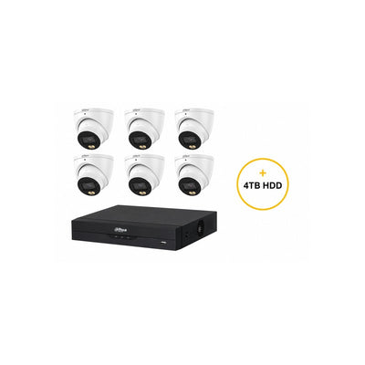 Dahua Wizsense CCTV Kit Includes 6 X 5MP White Wizsense Turret Camera 2.8mm (dhu7529) 8 Channels Black NVR (dhu7278) Non Exp HDD With 4tb HDD Not Loaded