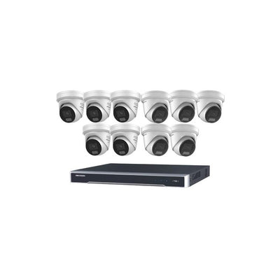 Hikvision 10 Camera 8MP Acusense Turret Kit With 16ch POE 8k Nvr, No HDD Included
