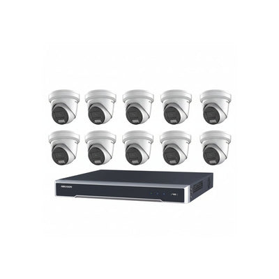 Hikvision 6MP 16ch CCTV Kit: 10x Liveguard Acusense Cameras With Strobe, Audio, Smart Light + 16ch POE NVR