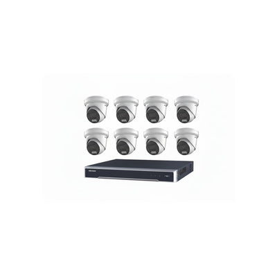 Hikvision 6MP 8ch CCTV Kit: 8 Outdoor Turret Cameras With Acusense + 8ch POE NVR 4tb