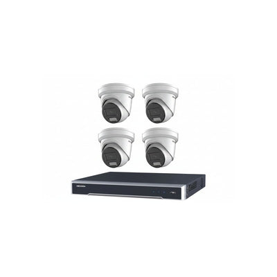 Hikvision 6MP 4ch CCTV Kit: 4x Liveguard Acusense Cameras With Strobe, Audio, Smart Light + 4ch POE NVR Without HDD