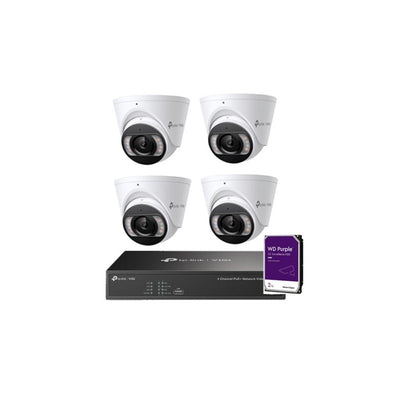 Tp-link CCTV Kit: 4 X 8MP IP Turret Cameras (full-colour Speaker / Mic / Light) + 4ch NVR With 2tb