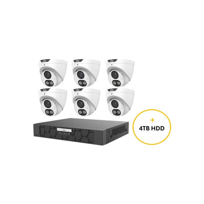 Uniview Unv Easy Star CCTV Kit Inc 6 X 6MP White Dual Light Easy Star Turret Camera 2.8mm (unvipc3616le-adf28km-dl) 8 Channel Black NVR (unvnvr501-08b-p8-iq) Non Expandable HDD With 4tb HDD Not Loaded