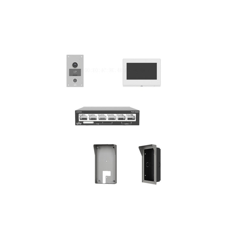 Uniview Unv Kit/201s-z/372s-w/nsw2020 IP Video Intercom Kit 7 Inch Indoor Station Ip65 Door Station