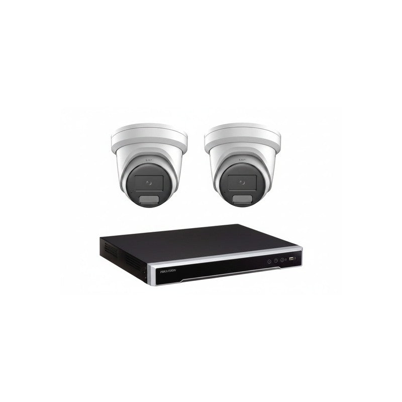 Hikvision 6MP 4ch Colorvu 3.0 CCTV Kit: 2 Liveguard Turret Cameras + 4ch M Series POE NVR