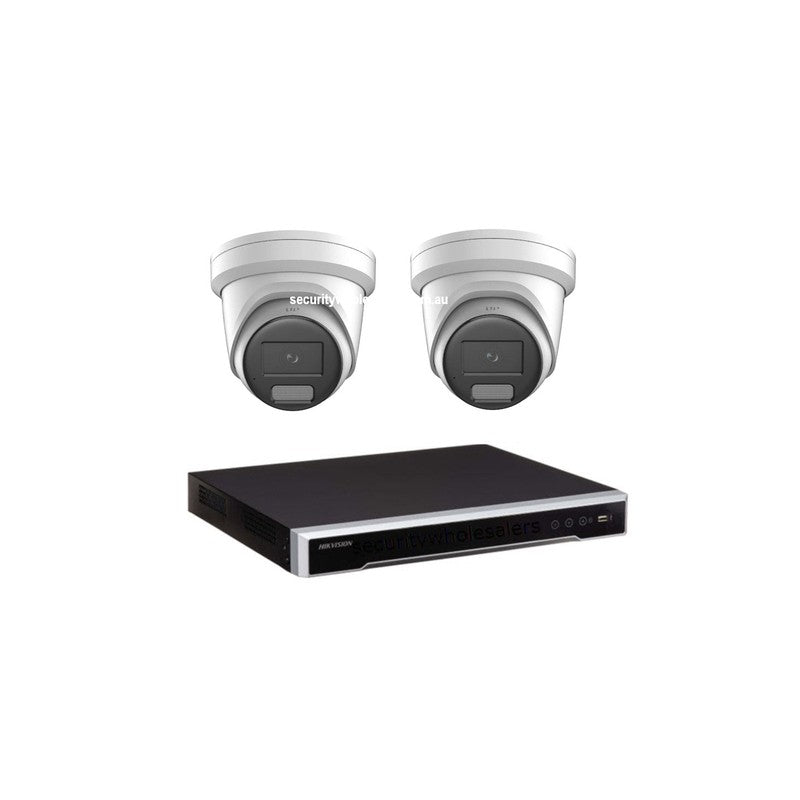 Hikvision 8MP Colorvu 3.0 Hybrid CCTV Kit: 2 X Liveguard Gen3 Cameras + 4ch M Series NVR