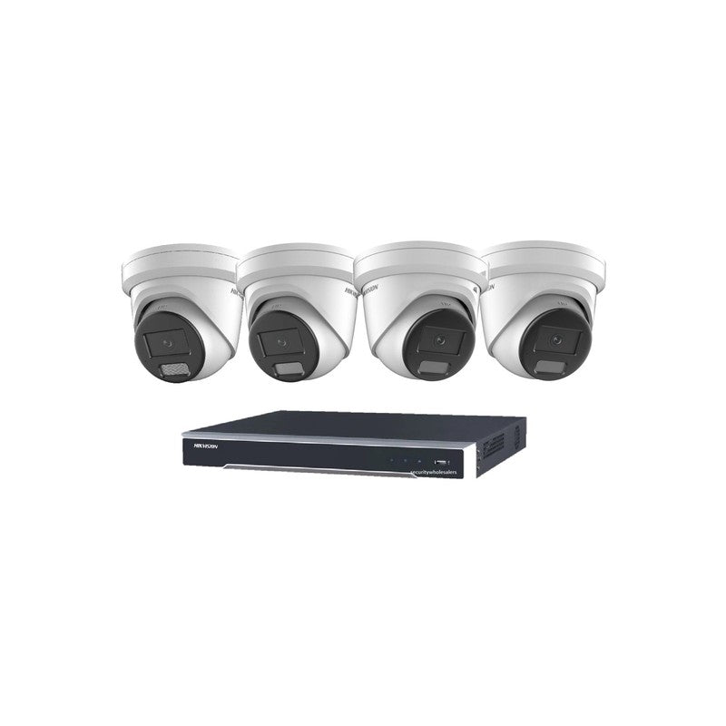 Hikvision 8MP Acusense 4 X Outdoor Turret With Strobe & Siren + 4ch NVR CCTV Kit