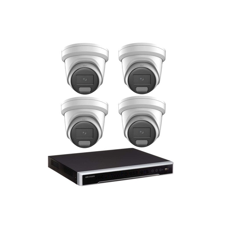 Hikvision 8MP Colorvu 3.0 Hybrid CCTV Kit: 4 X Liveguard Gen3 Cameras + 4ch M Series NVR