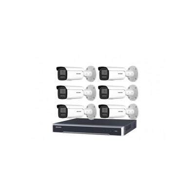 Hikvision 6MP Acusense CCTV Kit – 6x Darkfighter Bullet Cameras + 8ch POE NVR With 4tb