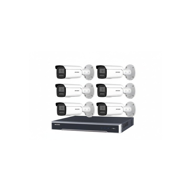 Hikvision 6MP Acusense CCTV Kit – 6x Darkfighter Bullet Cameras + 8ch POE NVR With 4tb