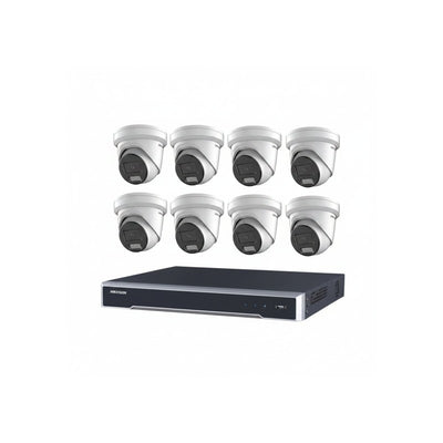 Hikvision 6MP 8ch CCTV Kit: 6 Outdoor Turret Cameras With Mic, Acusense + 8ch POE NVR With 4tb