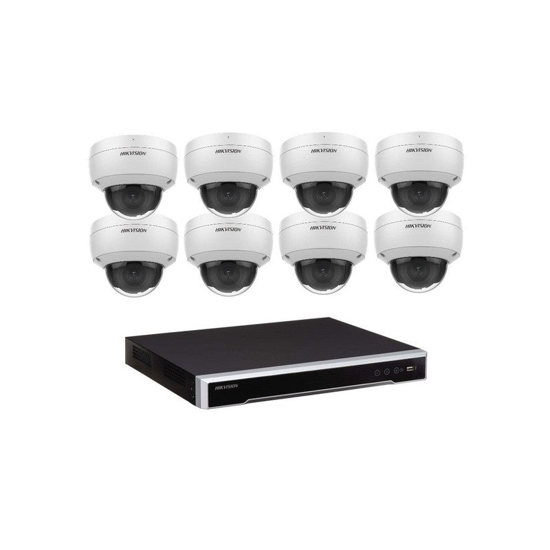 Hikvision 8MP 8ch Hikvision CCTV Kit: 8 X Outdoor Vandalproof Domes With Acusense + 8ch NVR / 4tb