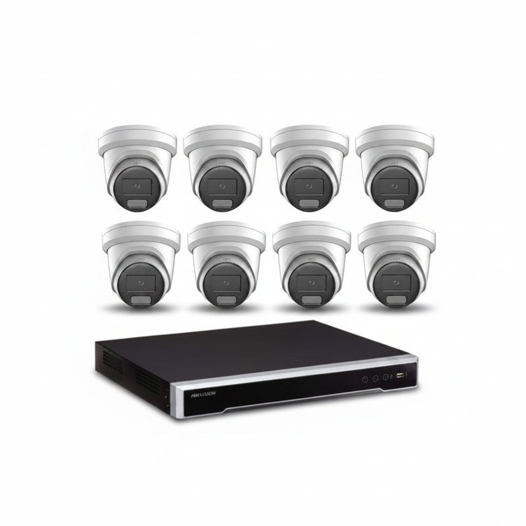 Hikvision 6MP Colorvu 3.0 CCTV Kit – 8x Liveguard Turret Cameras + 8ch M Series POE NVR 4tb