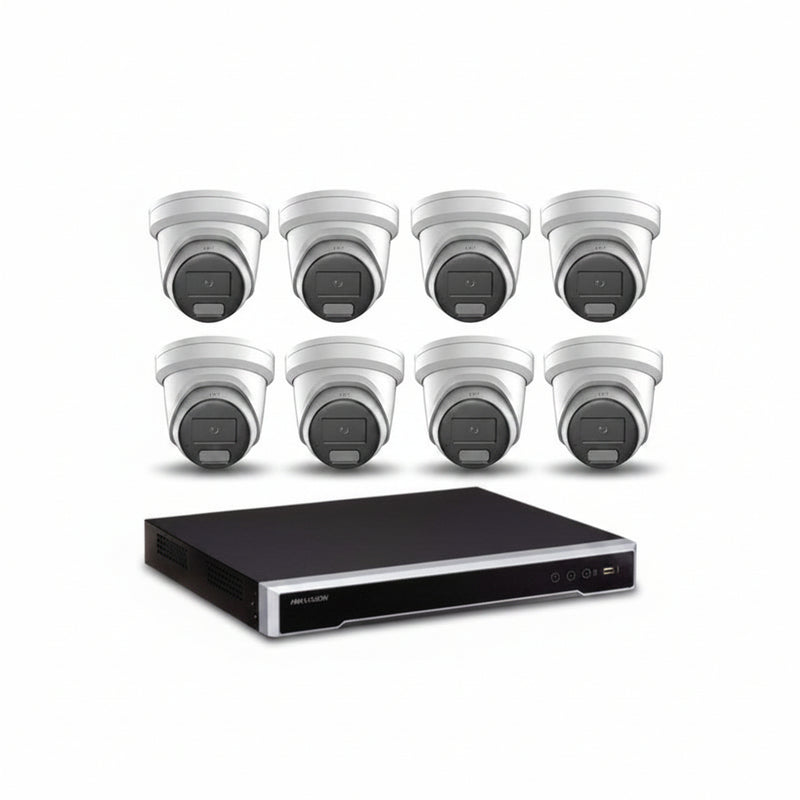Hikvision 6MP Colorvu 3.0 CCTV Kit – 8x Liveguard Turret Cameras + 8ch M Series POE NVR 4tb