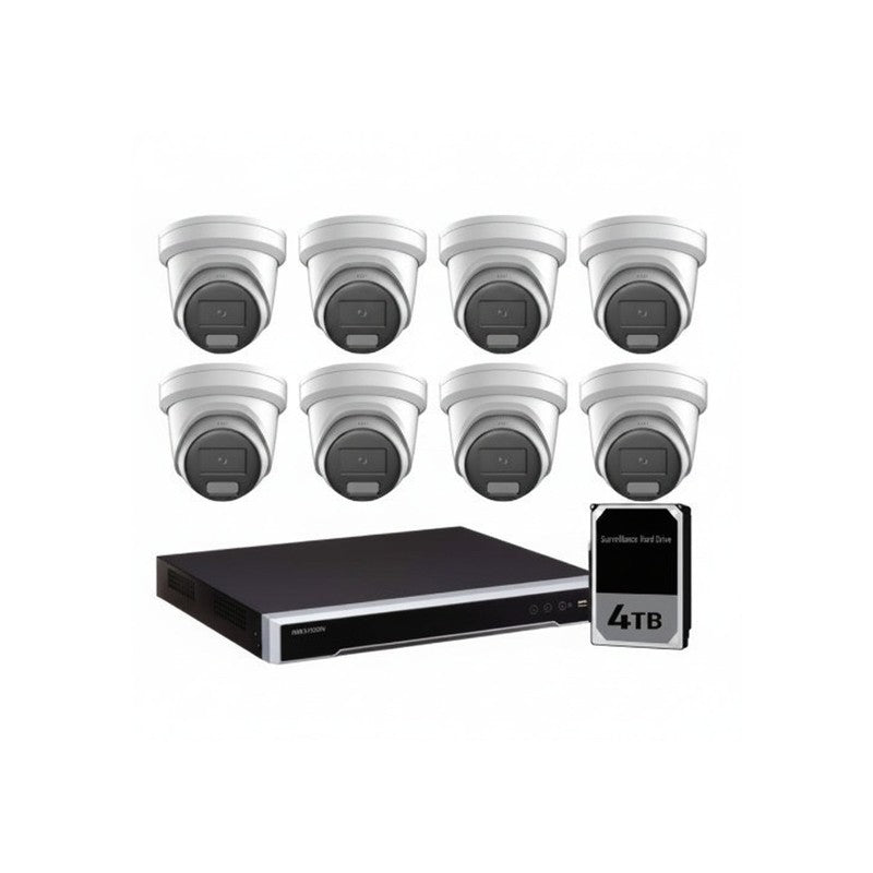 Hikvision 8MP 8ch Hikvision CCTV Kit: 8 X Outdoor Turret Cameras + 8ch NVR With 4tb