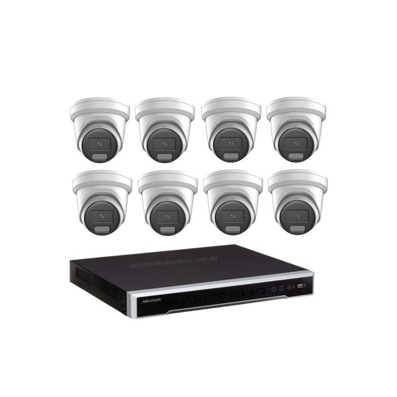 Hikvision 8MP Hikvision Colorvu Hybrid CCTV Kit: 8 X Liveguard Cameras + 8ch 4K (4tb Hdd) M Series NVR – Strobe Light, Two-way Audio, Alarm Cameras & 8 Channel NVR CCTV Kit