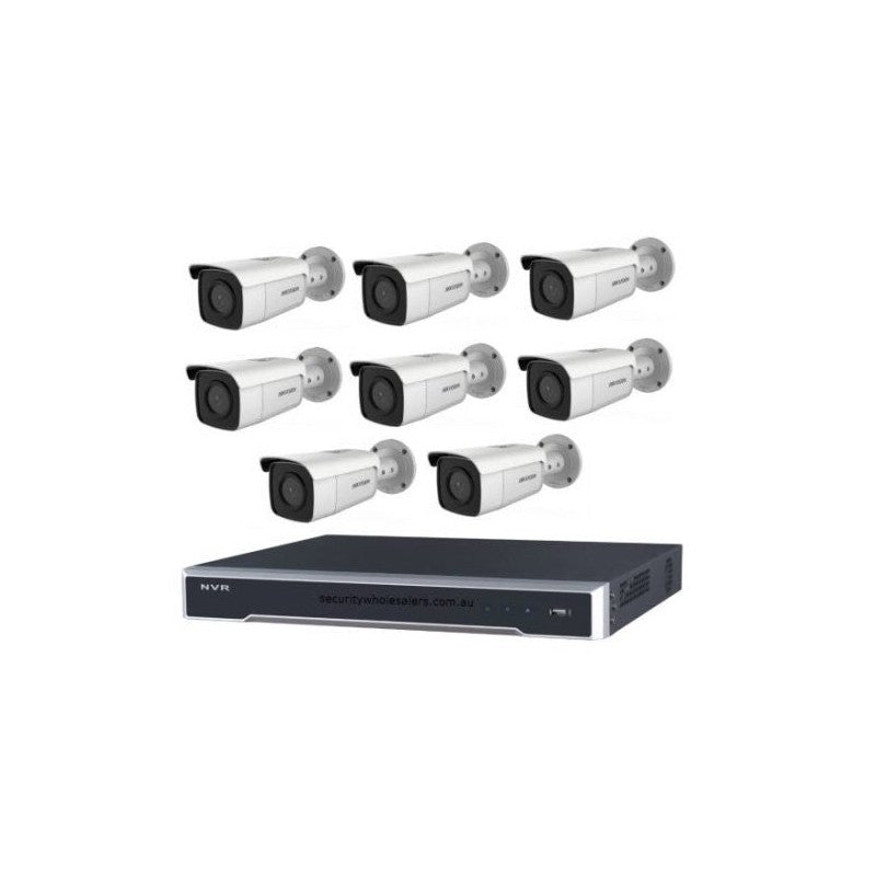Hikvision 8MP 8ch Hikvision CCTV Kit: 8 X Outdoor Bullet Cameras Powered By Darkfighter & Acusense + 8ch NVR With No HDD