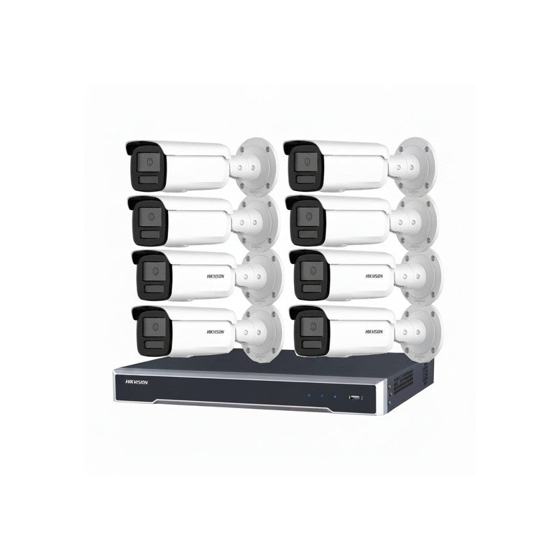 Hikvision 6MP 8ch CCTV Kit: 8x Darkfighter Bullet Cameras With Acusense + 8ch POE NVR With No HDD
