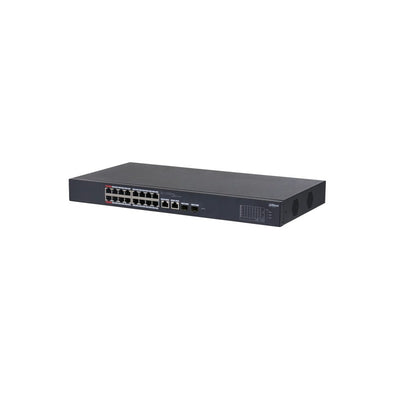 Dahua 16port ( 18p) Switch 135w POE Total Capacity 16x Poe+ (2x Hi-poe/ Poe++) Plus 2x 1g Sfp/ Fibre Port 2x1g Uplink L2 Cloud Managed Black 240vac