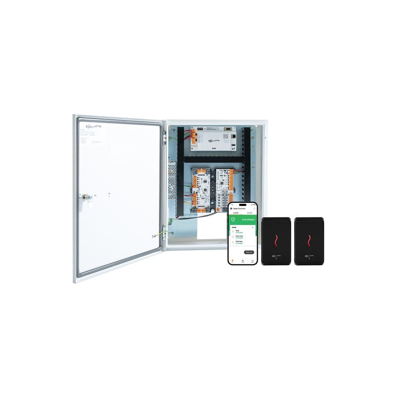 Gallagher C500316 Smb Base 2 Door Kit Smb Cabinet Controller Hbus 8in Board Hbus 8in 4out Board Fire Relay & Fuse Psu 3.5a 2x T11 Multi Tech Reader Black