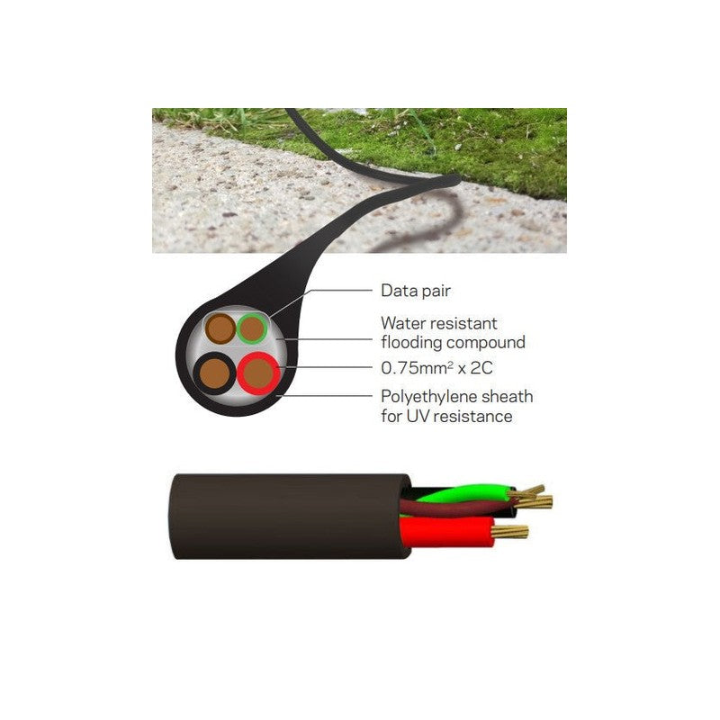 Security Cable 2x 14/0.20 & 2x 24/0.20 2 Pair Jel Filled Unscreened Pvc Sheath 300m Black