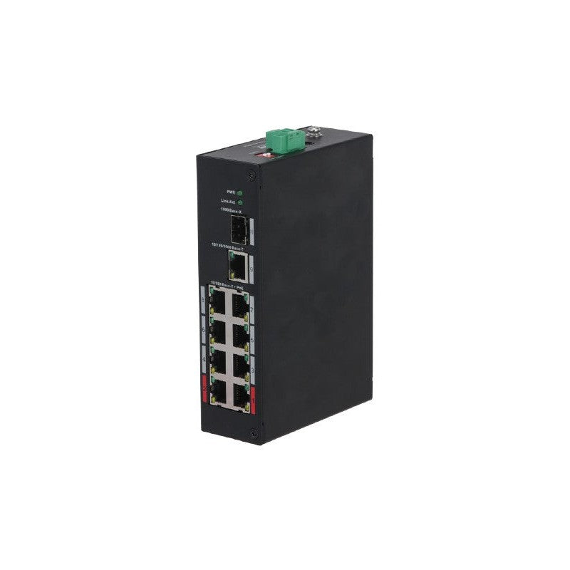Dahua 8port ( 10p) Switch 96w POE Total Capacity 8x Poe+ (2x Hi-poe/ Poe++) Plus 1x 1g Sfp/ Fibre Port 1x1g Uplink L2 Unmanaged Black 53vdc