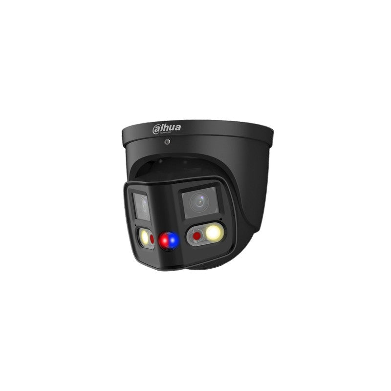 Dahua Wizsense Series IP Camera Black AI 180° Tioc Duo With Eptz 2x4mp H.264/4+/5/5+ Dual Lens 120 Wdr Metal 2.8mm Fixed Lens Full Colour Ir+white LED 20m POE Ip67 Built In Mic Audio In Audio Out 1 X Alarm In 1 X Alarm Out Support Up To 256gb SD 12vdc