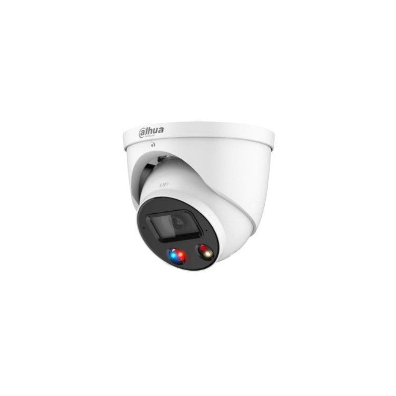 Dahua Wizsense Series IP Camera White AI Tioc 8mp/4k H.264/4+/5/5+ Turret 120 Wdr Metal 2.8mm Fixed Lens Starlight Ir+white LED 30m POE Ip67 Built In Mic Audio In Audio Out 1 X Alarm In 1 X Alarm Out Support Up To 256gb SD 12vdc