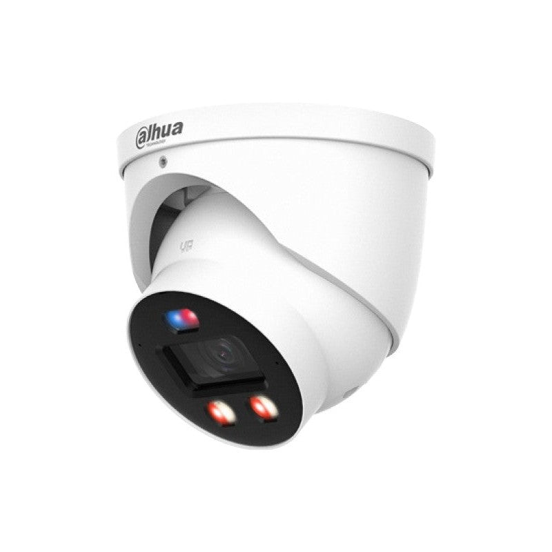 Dahua Wizsense Series IP Camera White AI Tioc Pro 8mp/4k H.264/4+/5/5+ Turret 120 Wdr Metal 2.8mm Fixed Lens Starlight Ir+warm LED 30m POE Ip67 Built In Mic Audio In Audio Out 1 X Alarm In 1 X Alarm Out Support Up To 512gb SD 12vdc