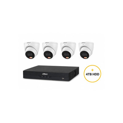 Dahua Wizsense CCTV Kit Includes 4 X 6 Mp White Wizsense Turret Camera 2.8mm (dhu7597) Wizsense 8 Channel Black NVR (dhu7278) Non-expandable HDD With 4tb HDD Not Loaded