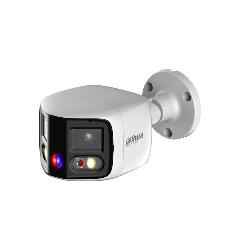 WIZSENSE SERIES IP CAMERA WHITE AI 180° TIOC DUO WITH EPTZ 4MP H.264/4+/5/5+ BULLET WITH DUAL LENS 120 WDR METAL 2.8MM FIXED LENS FULL COLOUR IR+WHITE LED 25M POE IP67 BUILT IN MIC AUDIO IN AUDIO OUT 1 x ALARM IN 1 x ALARM OUT SUPPORT UP TO 256GB SD 12VDC