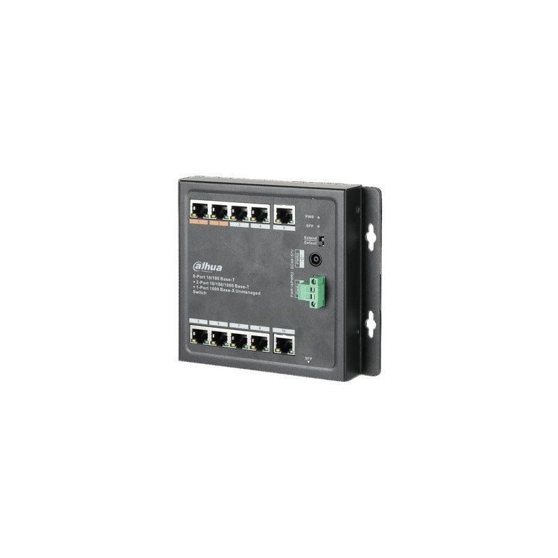 Dahua 8port ( 11p) Switch 96w POE Total Capacity 8x Poe+ (2x Hi-poe) Plus 1x 1g Sfp/ Fibre Port 2x1g Uplink L2 Unmanaged Black 48-57vdc