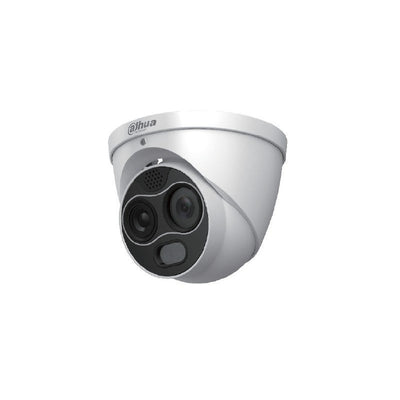 Eureka Series IP Camera White AI Thermal 256x192 Sensor 4MP H.264/5/ Mjpeg Turret With Dual Lens Digital Wdr Metal 2mm Fixed Lens IR 30m POE Ip67 Without Mic Audio In Audio Out 2 X Alarm In 2 X Alarm Out Support Up To 256gb SD 12vdc