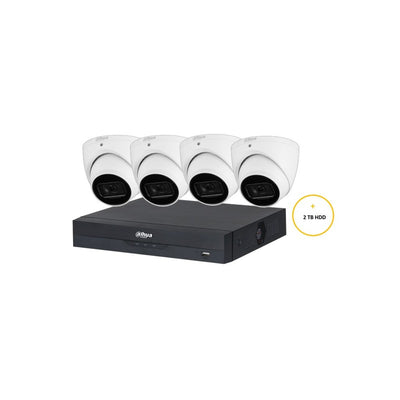 Dahua Wizsense CCTV Kit Includes 4 X 5MP White Wizsense Turret Camera 2.8mm (dhu7469) 4 Channels Black NVR (dhu7277) Non Exp HDD With 2tb HDD Not Loaded