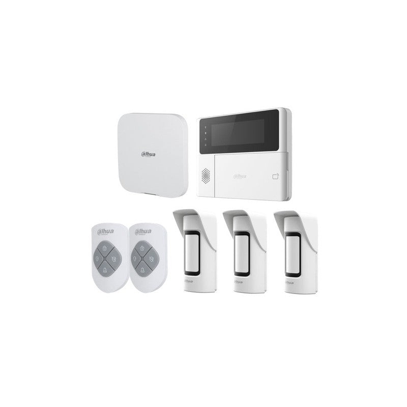 Dahua Airshield W/less Alm Kit Inc 1x W/less Hub2 Alm Panel 1x Keypad 3x Wht W/less Pet Antimask Pirs 2x Keyfob 1x O/d Siren 1x I/d Siren