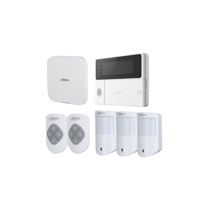 Dahua Airshield W/less Alm Kit Inc 1x W/less Hub2 Alm Panel 1x Keypad 3x Wht W/less Pet Pirs 2x Keyfob 1x O/d Siren 1x I/d Siren