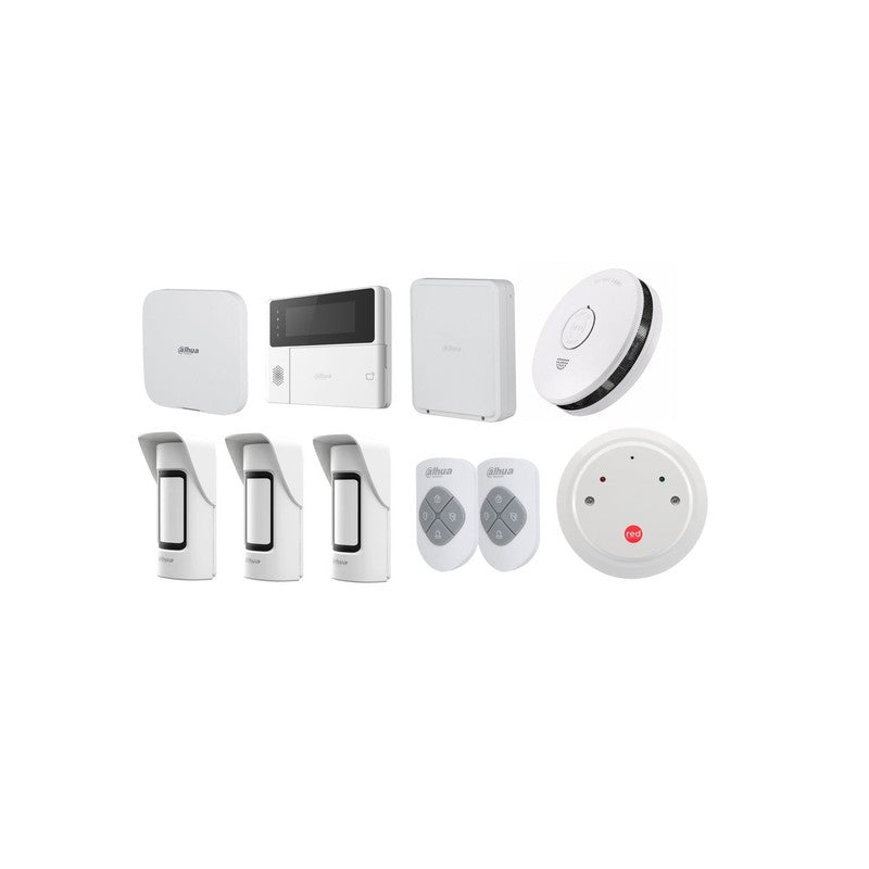 Dahua Airshield W/less Alm Kit Inc 1x W/less Hub2 Alm Panel 1x Keypad 3x Wht W/less Pet Antimask Pirs 2x Keyfob 1x Multi I/o Trans 1x Relay Unit 1x O/d Siren 1x I/d Siren 1x Smoke Alarm