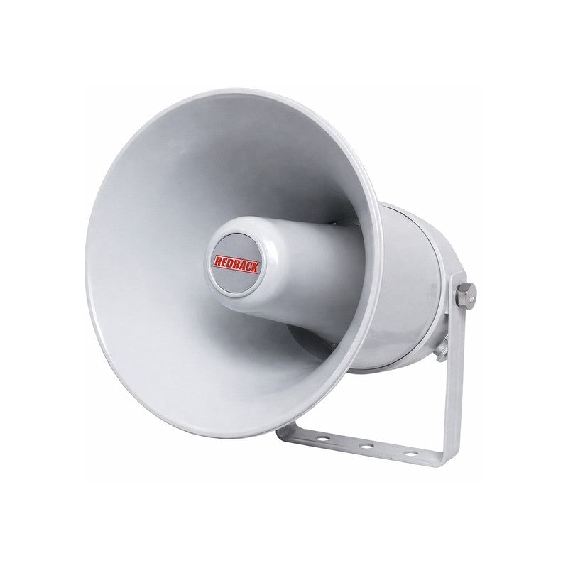 Redback C2057 30w Weatherproof Ewis Horn Speaker 100v Ip66 275hz-10khz Uv Stabilised Abs 300mm 4 Core Cable Grey