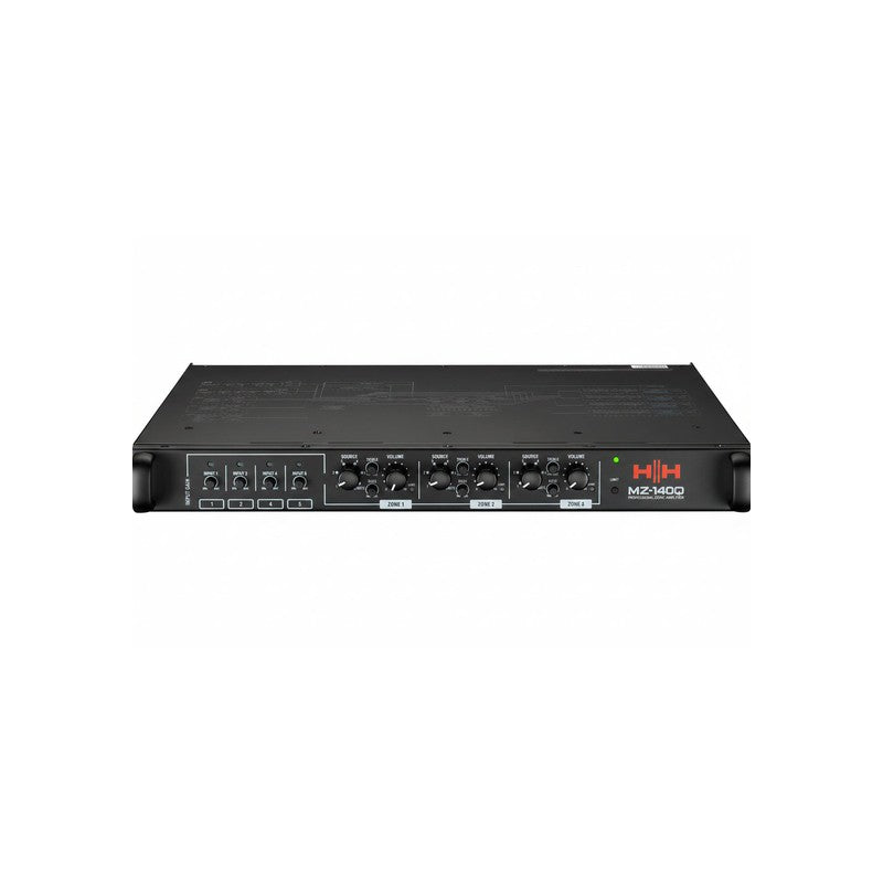 Hh Mz-140q 4x140w Power Amplifier 70v/100v Min 4 Ohm 4 Zone 1u Black
