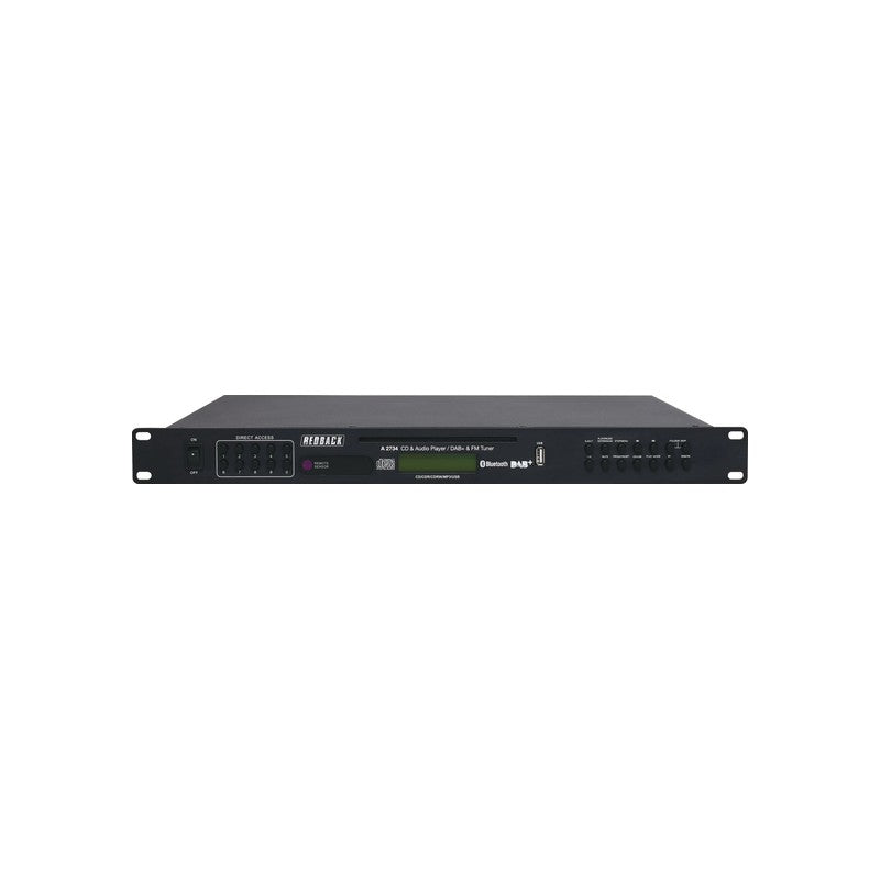 Redback A2734 Bt 5.0 Cd Mp3 Audio Player Dab+ Fm Tuner USB SD Xlr Rca 19 Inch 1u Rack