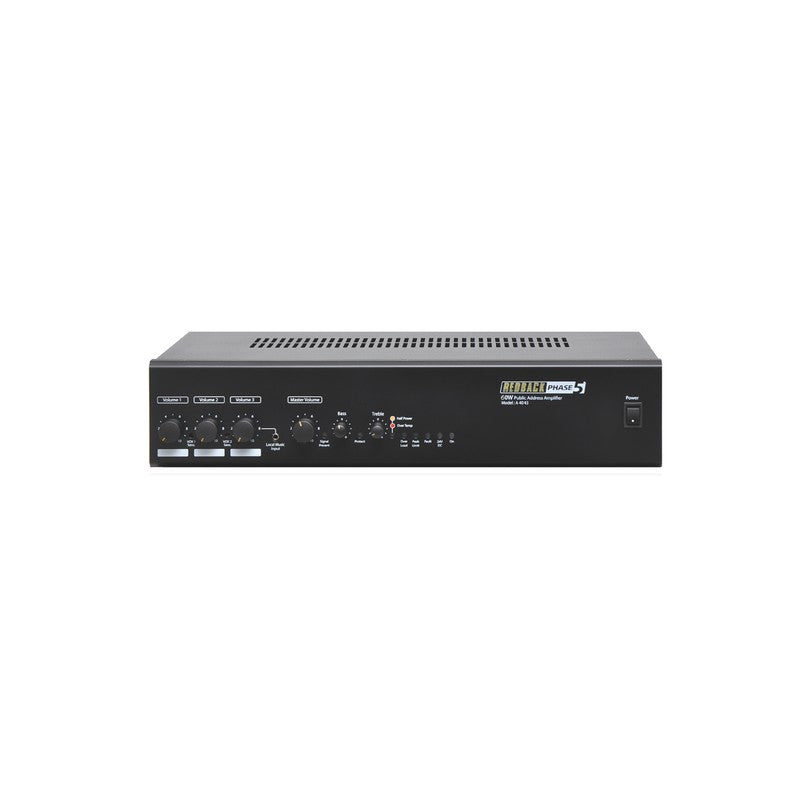 Redback A4043 Phase5 Public Address Amplifier 60w Rms 100v 3x Xlr 3x Rca 240vac 24vdc 2ru Black