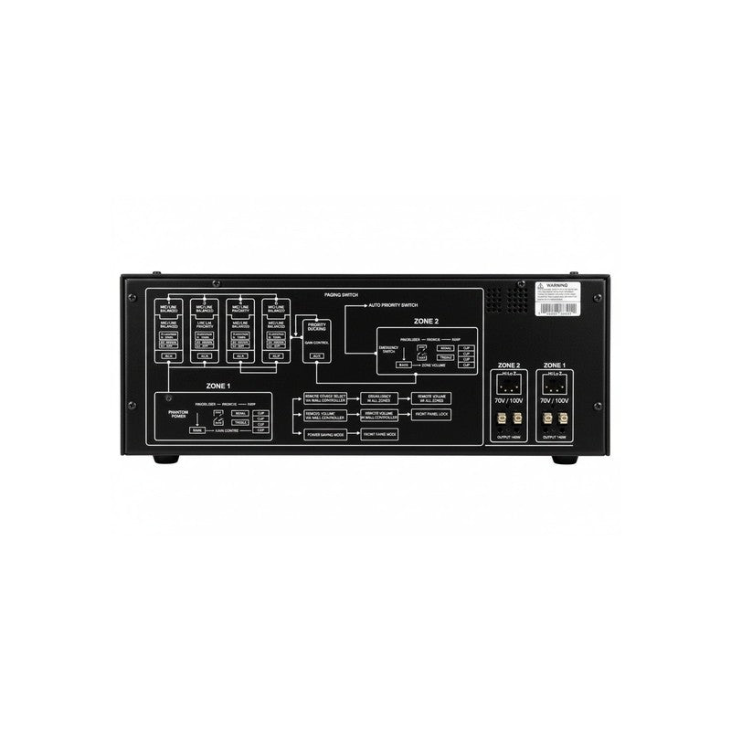 Hh Mz-140d 2x140w Power Amplifier 70v/100v 4–16 Ohm 2 Zone 1u Black