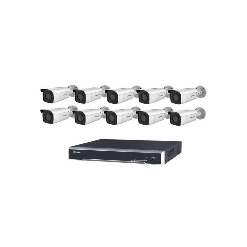 Hikvision 8MP Acusense Bullet 10 Camera Kit With 16ch POE 8k Nvr, 50m Ir, No HDD Included