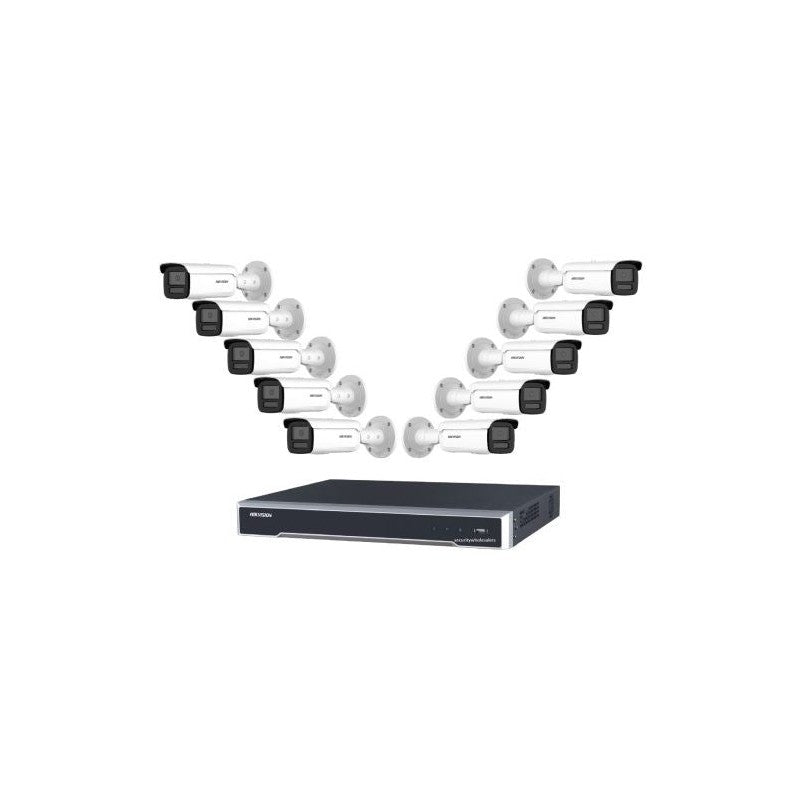 Hikvision 6MP Acusense Black Bullet 10 Camera Kit With 16ch POE 8k Nvr, 60m Ir, No HDD Included