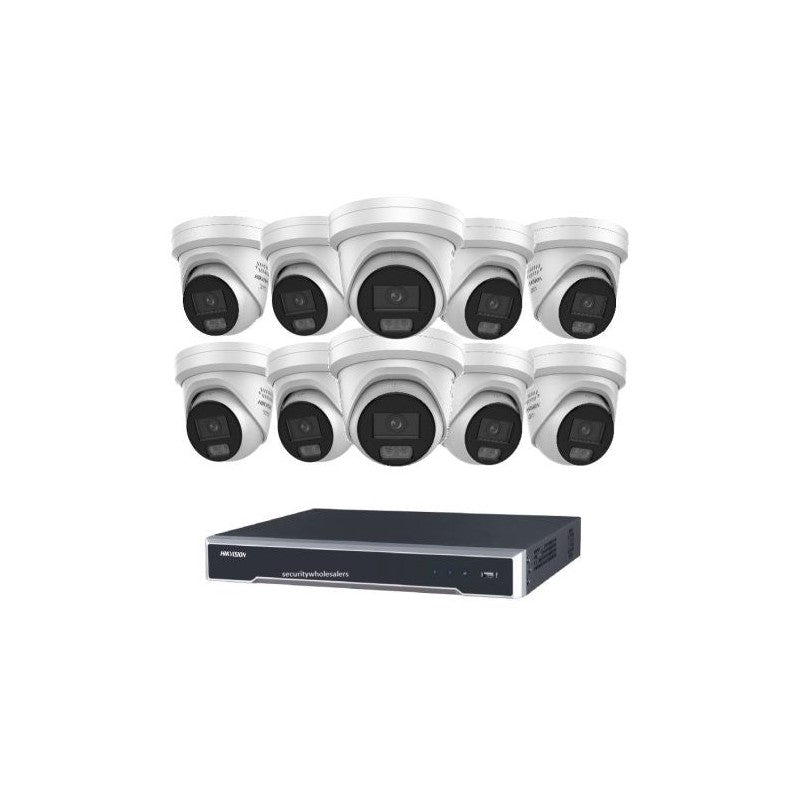 Hikvision 10 Camera 6MP Colorvu Turret Kit With 16ch POE 8k NVR – No HDD